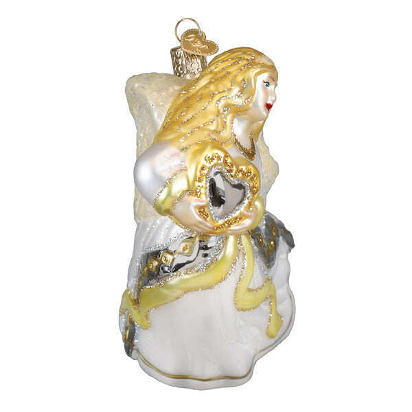 Old World Christmas Angel With Heart Blown Glass Ornament