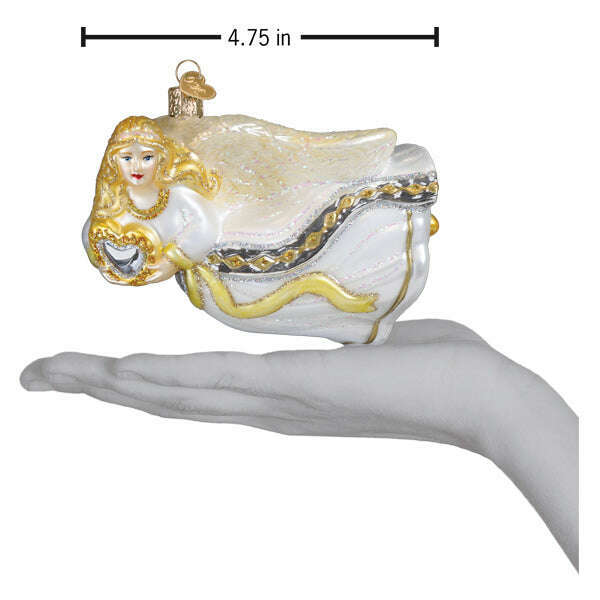 Old World Christmas Angel With Heart Blown Glass Ornament
