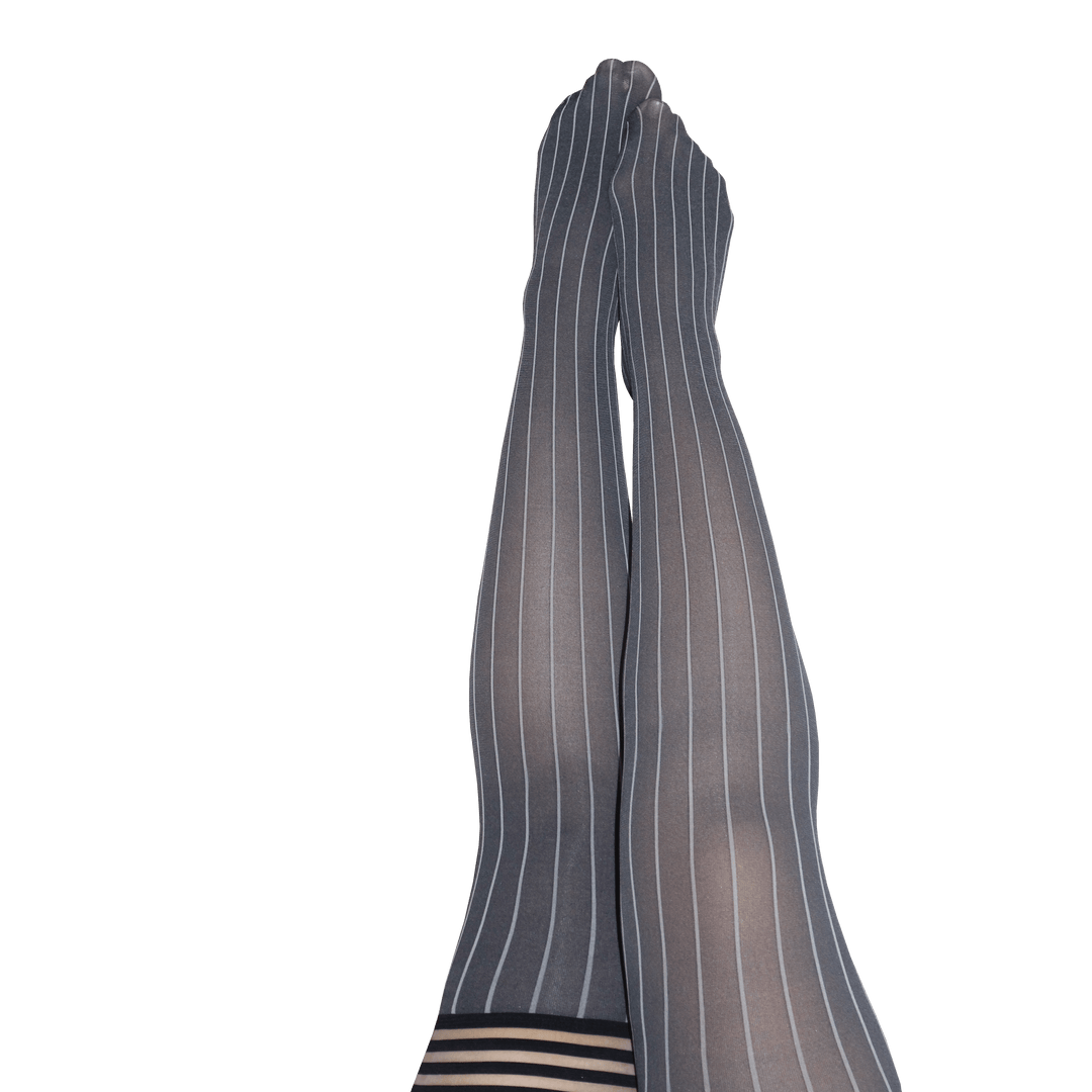 Annabelle: All Work, All Play Pinstripe Thigh Highs. Petite to Plus Size