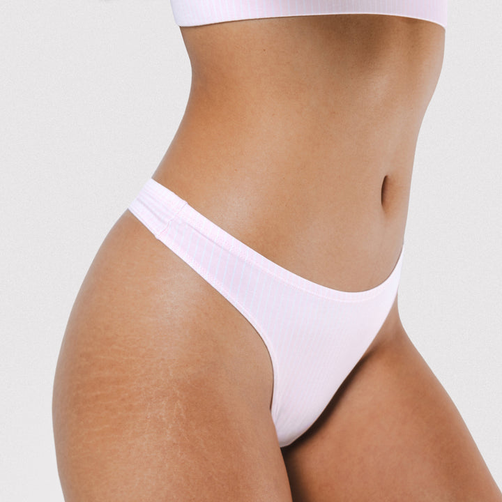 The Aphrodite | Light Pink Striped MicroModal Thong