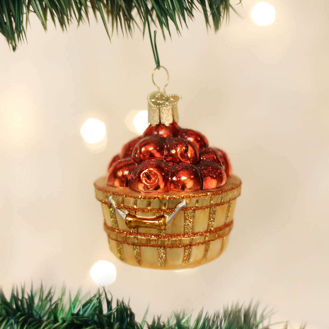 Old World Christmas Apple Basket Blown Glass Ornament