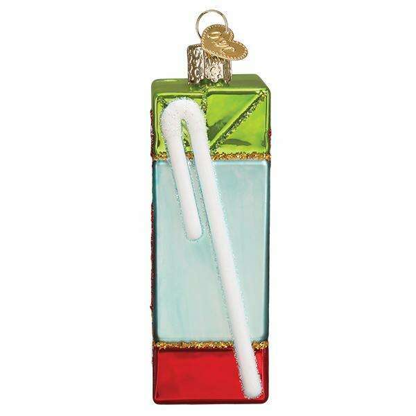 Old World Christmas Apple Juice Box Blown Glass Ornament
