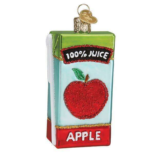 Old World Christmas Apple Juice Box Blown Glass Ornament