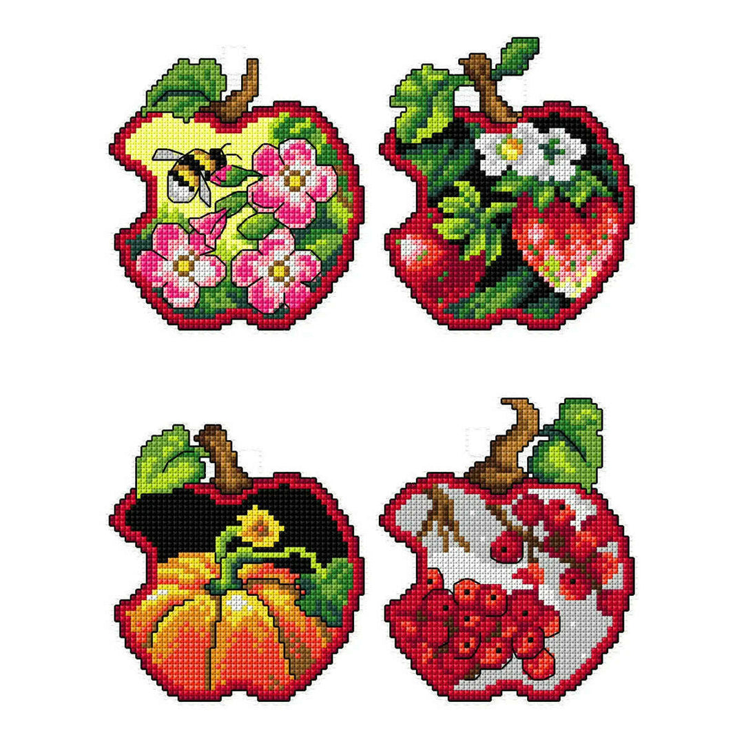 Apples - four seasons 168CS Counted cross stitch kit with plastic canvas