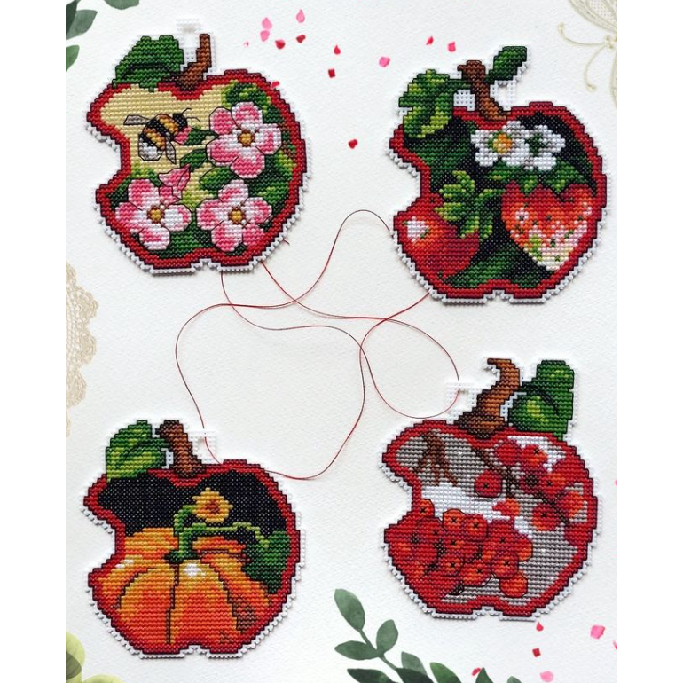 Apples - four seasons 168CS Counted cross stitch kit with plastic canvas