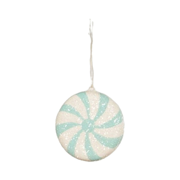 Aqua Peppermint & Candy Cane Ornament Bundled Set of 3 by Bethany Lowe