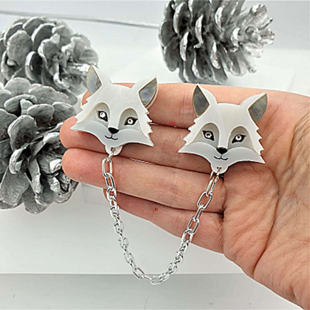 Arctic Fox Collar Clips by Cherryloco Jewellery 4