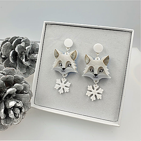 Arctic Fox Earrings by Cherryloco Jewellery 1