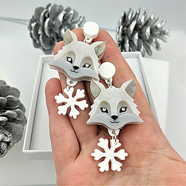 Arctic Fox Earrings by Cherryloco Jewellery 2