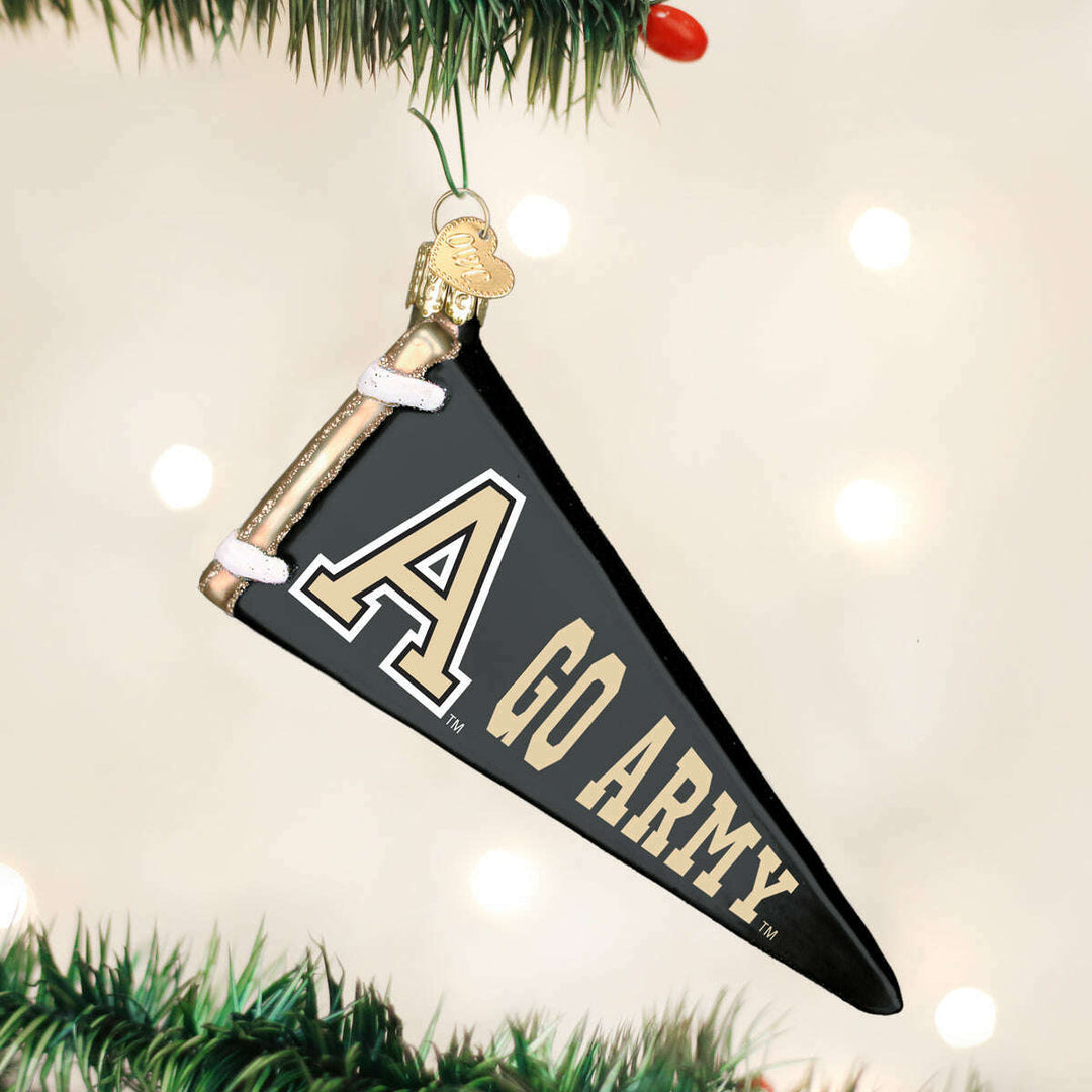 Old World Christmas Army Pennant Blown Glass Ornament