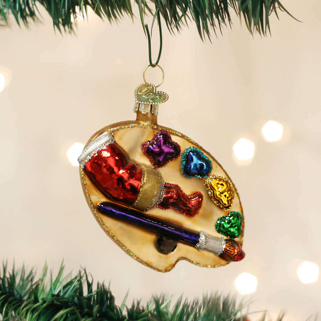 Old World Christmas Artist's Palette Blown Glass Ornament