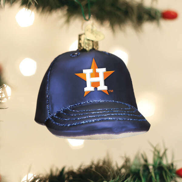 Old World Christmas Astros Baseball Cap Blown Glass Ornament