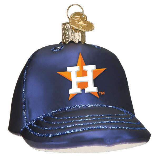 Old World Christmas Astros Baseball Cap Blown Glass Ornament
