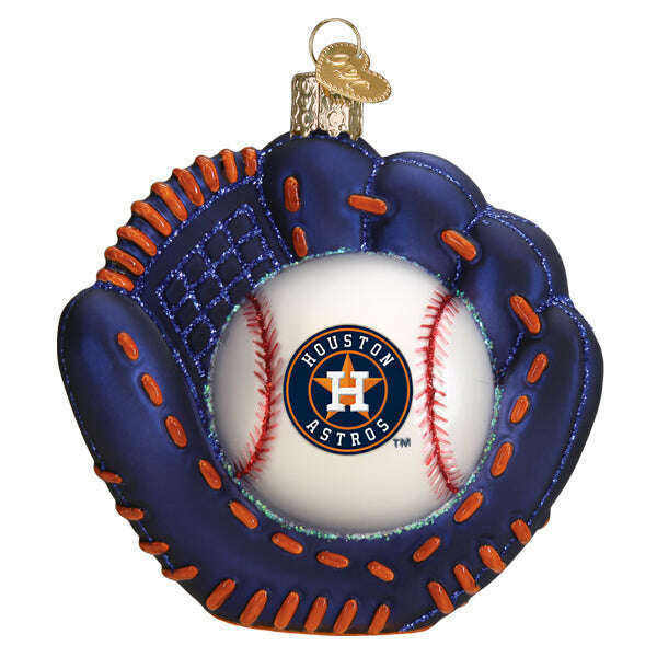 Old World Christmas Astros Baseball Mitt Blown Glass Ornament