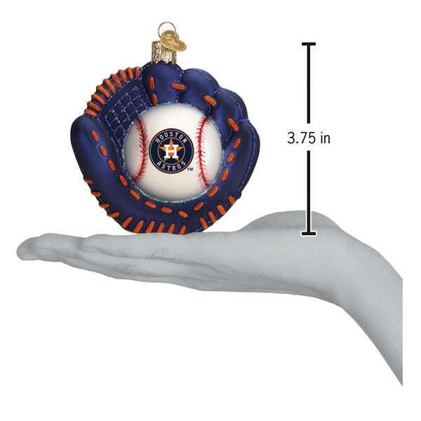 Old World Christmas Astros Baseball Mitt Blown Glass Ornament