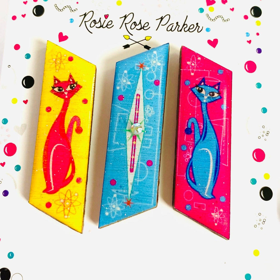 Atomic Cat Brooch Set of 3 by Rosie Rose Parker - Quirks!