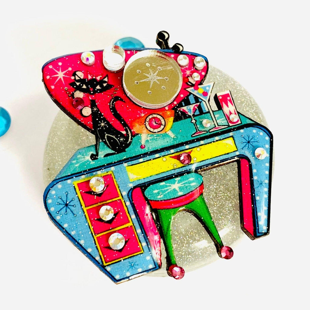 Atomic Cat on Vanity Brooch by Rosie Rose Parker - Quirks!