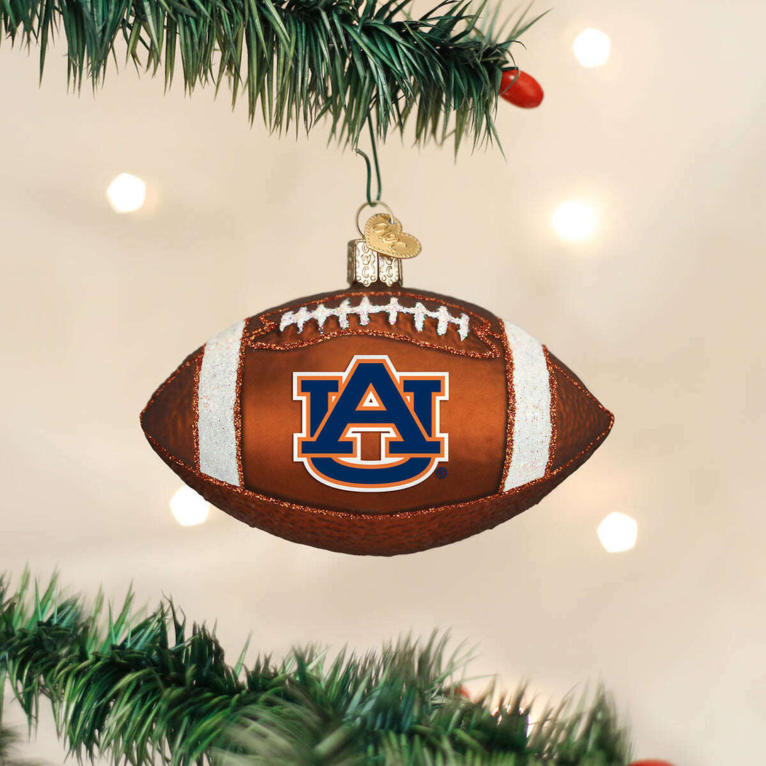 Old World Christmas Auburn Football Blown Glass Ornament