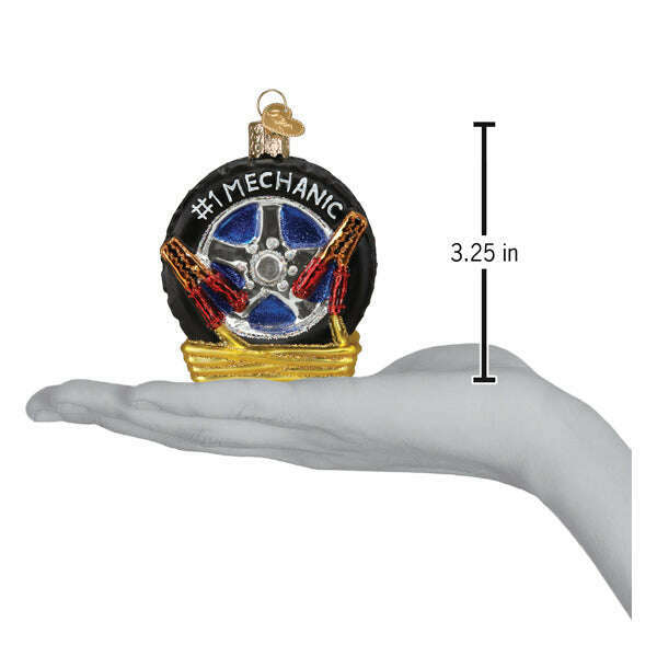Old World Christmas Auto Mechanic Blown Glass Ornament