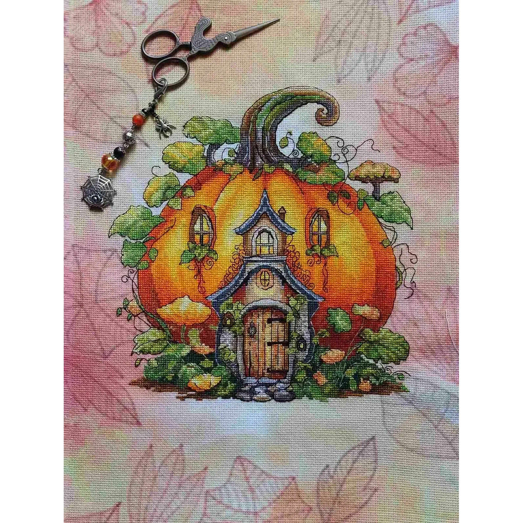 Autumn Haze Designer Printed AIDA Fabric. Canvas for embroidery with an applied background  KF-1155A