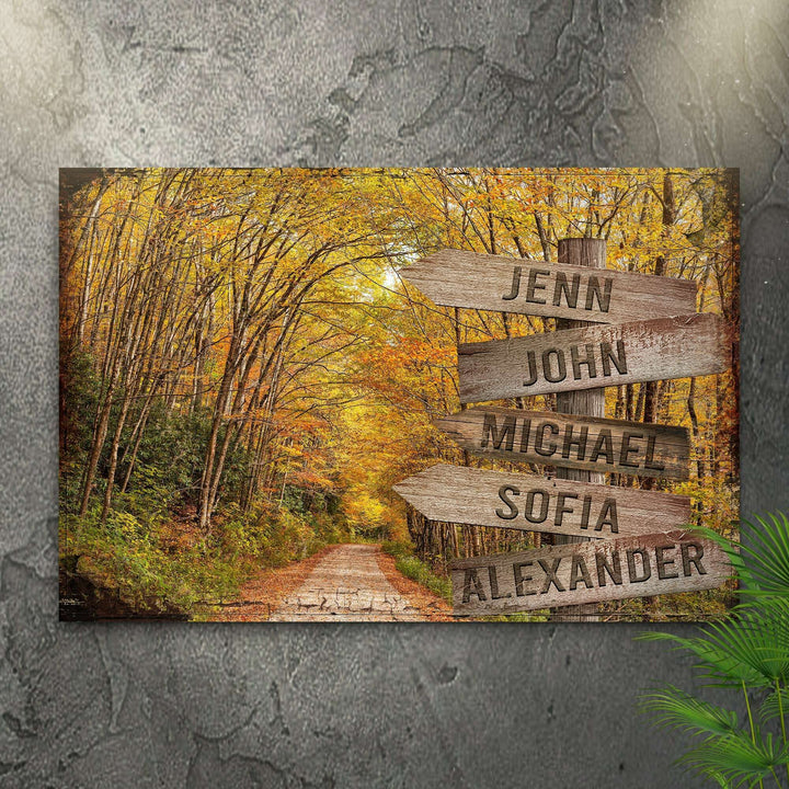 Autumn Road Family Name Sign