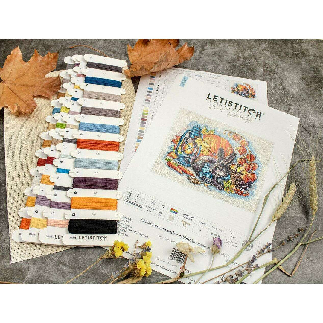 Autumn with a rabbit L8998 Counted Cross Stitch Kit