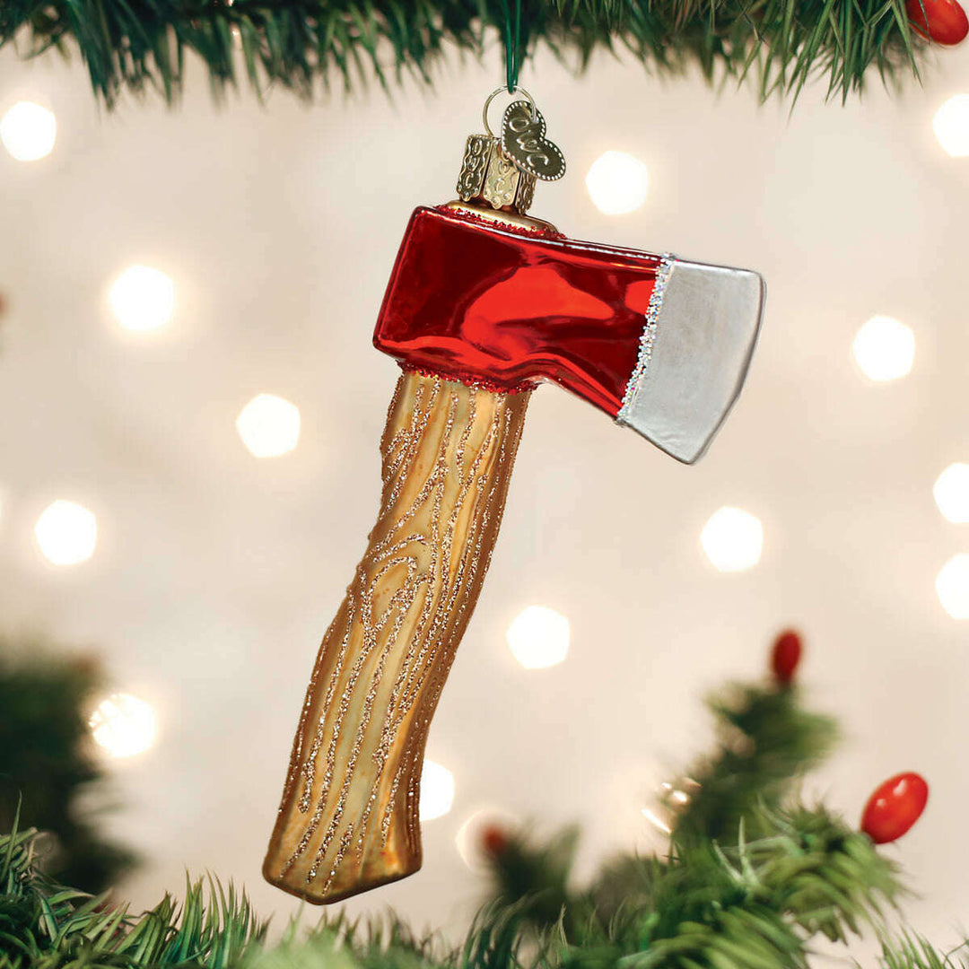 Old World Christmas Axe Blown Glass Ornament
