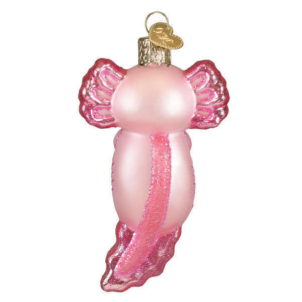Old World Christmas Axolotl with Candy Cane Blown Glass Ornament