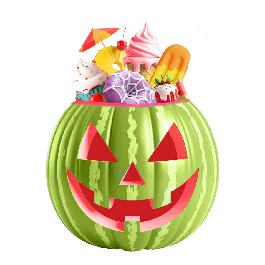17 inch Summerween watermelon pumpkin with candy, December Diamonds decor