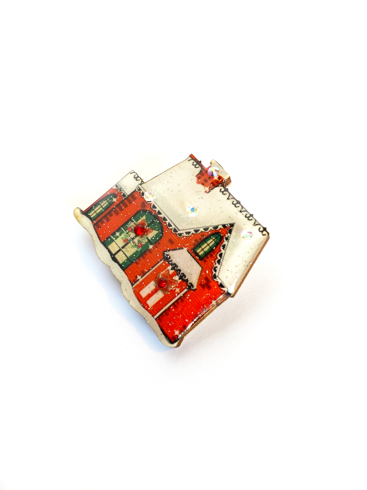 Christmas House Brooch by Rosie Rose Parker