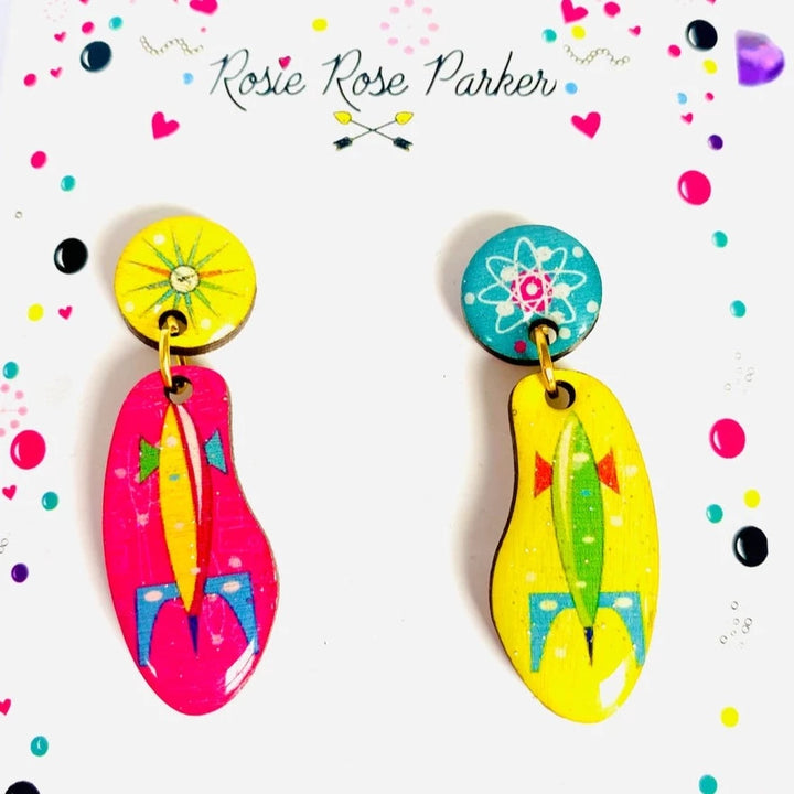 Mis-matched Atomic Rocket Earrings by Rosie Rose Parker