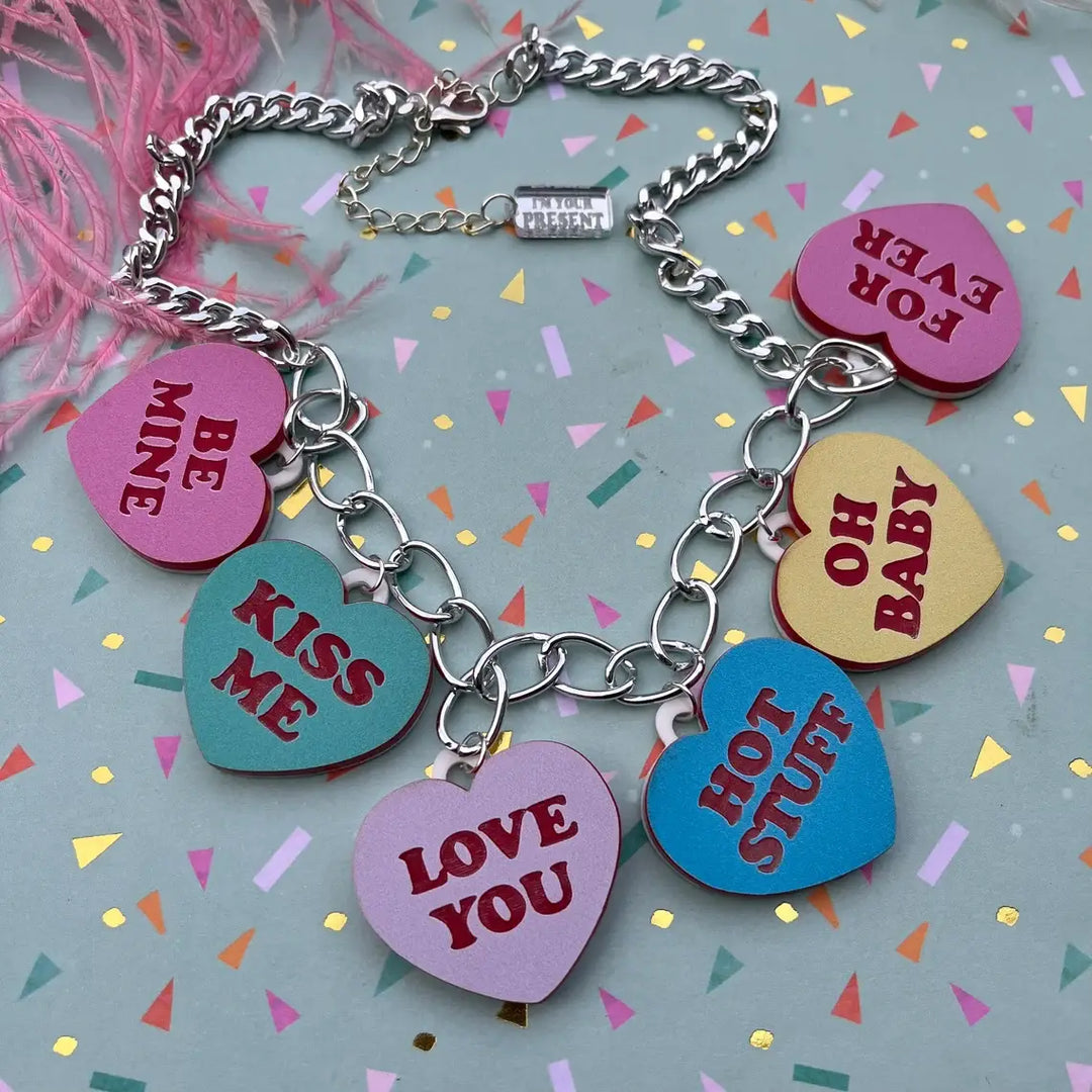 Valentine's Conversation Heart Charm Necklace