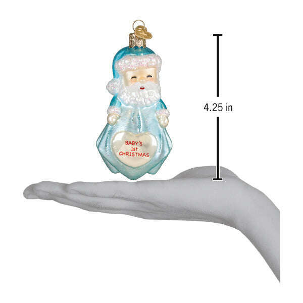 Old World Christmas Baby Boys 1st Santa Lovey Blown Glass Ornament
