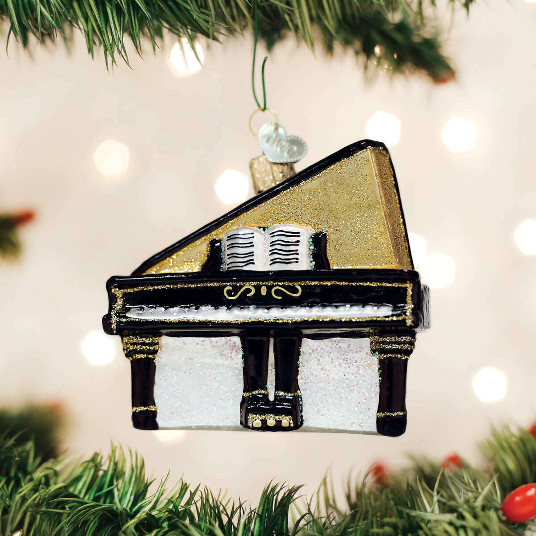 Old World Christmas Baby Grand Piano Blown Glass Ornament