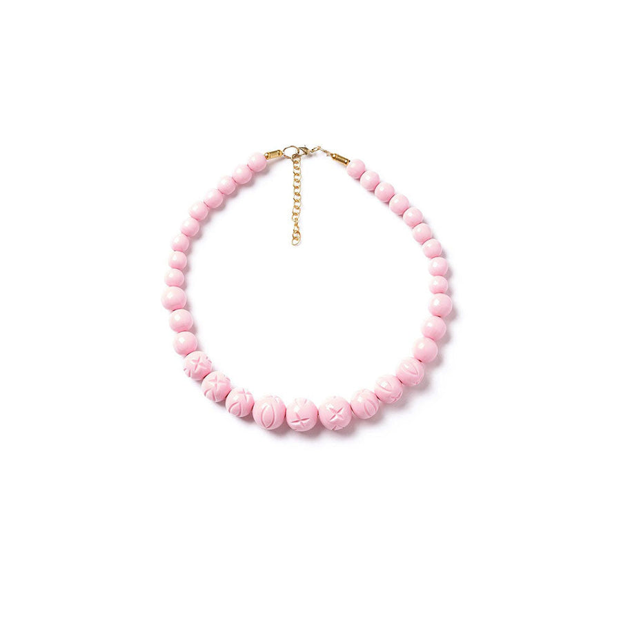 Baby Pink Heavy Carve Bead Necklace by Splendette image