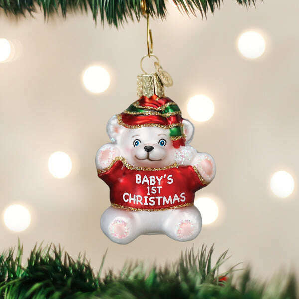 Old World Christmas Baby's 1st Christmas Blown Glass Ornament