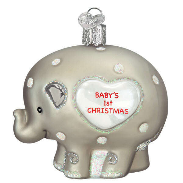 Old World Christmas Baby's 1st Elephant Blown Glass Ornament