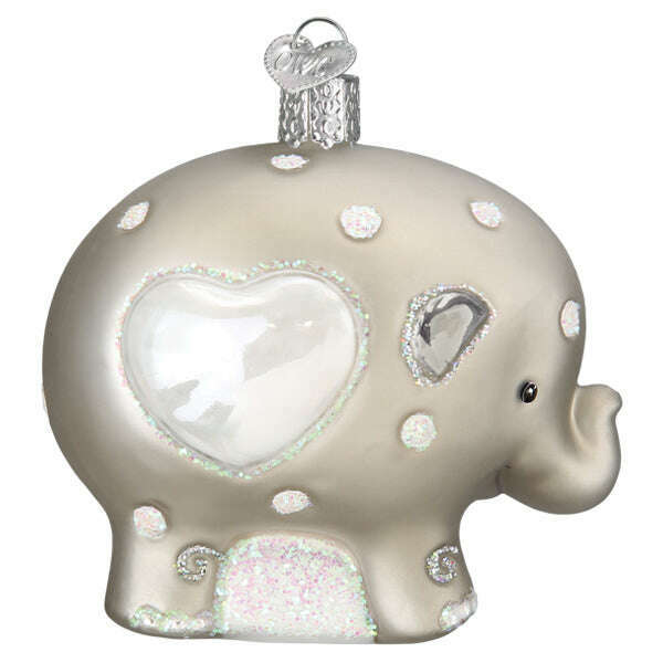 Old World Christmas Baby's 1st Elephant Blown Glass Ornament