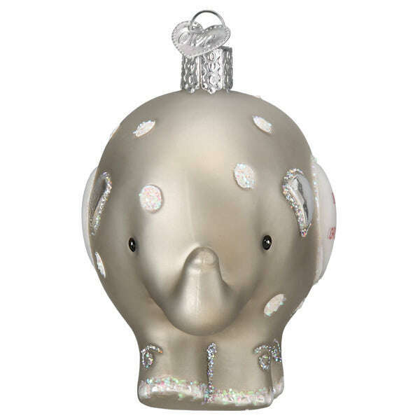 Old World Christmas Baby's 1st Elephant Blown Glass Ornament