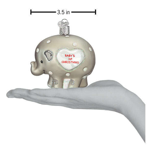 Old World Christmas Baby's 1st Elephant Blown Glass Ornament