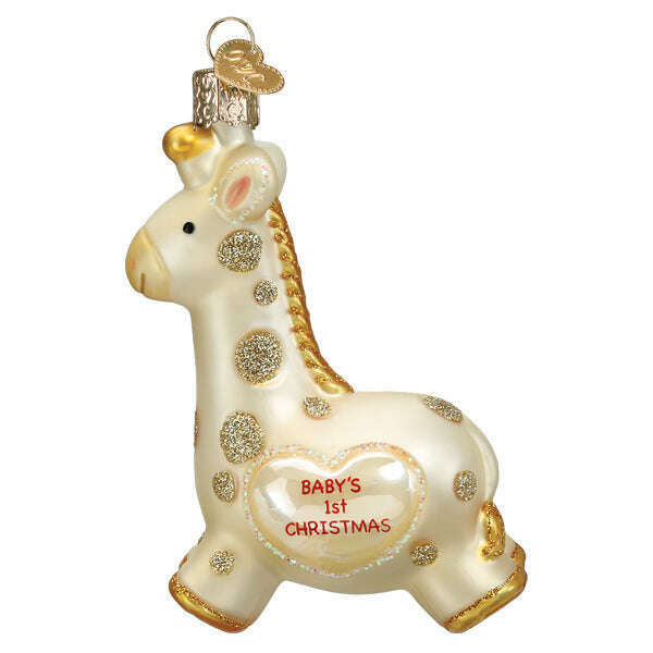 Old World Christmas Baby's First Christmas Giraffe Blown Glass Ornament