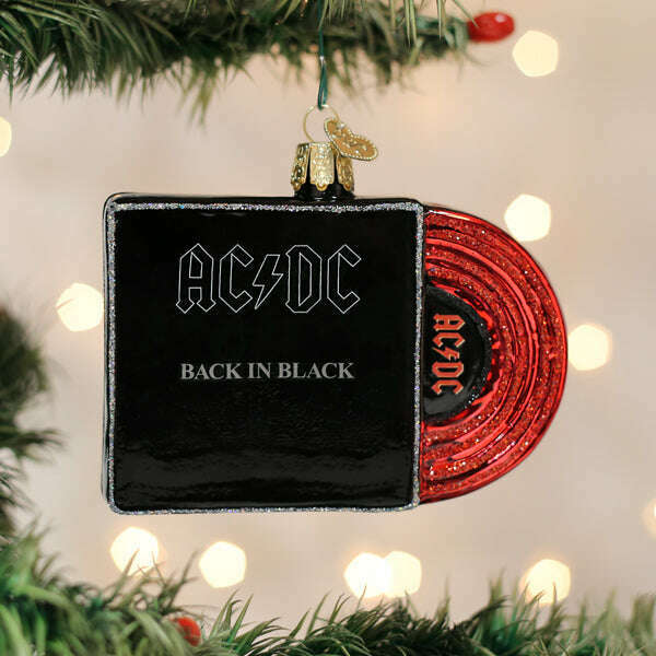 Old World Christmas Back in Black Album Cover Blown Glass Ornament