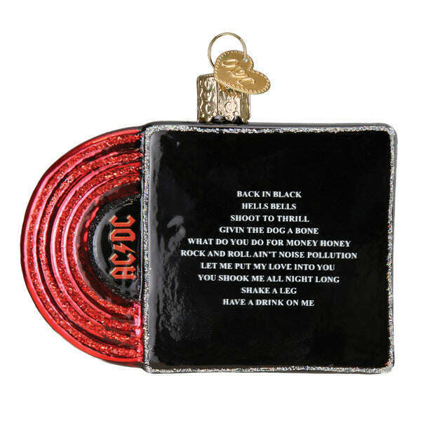 Old World Christmas Back in Black Album Cover Blown Glass Ornament