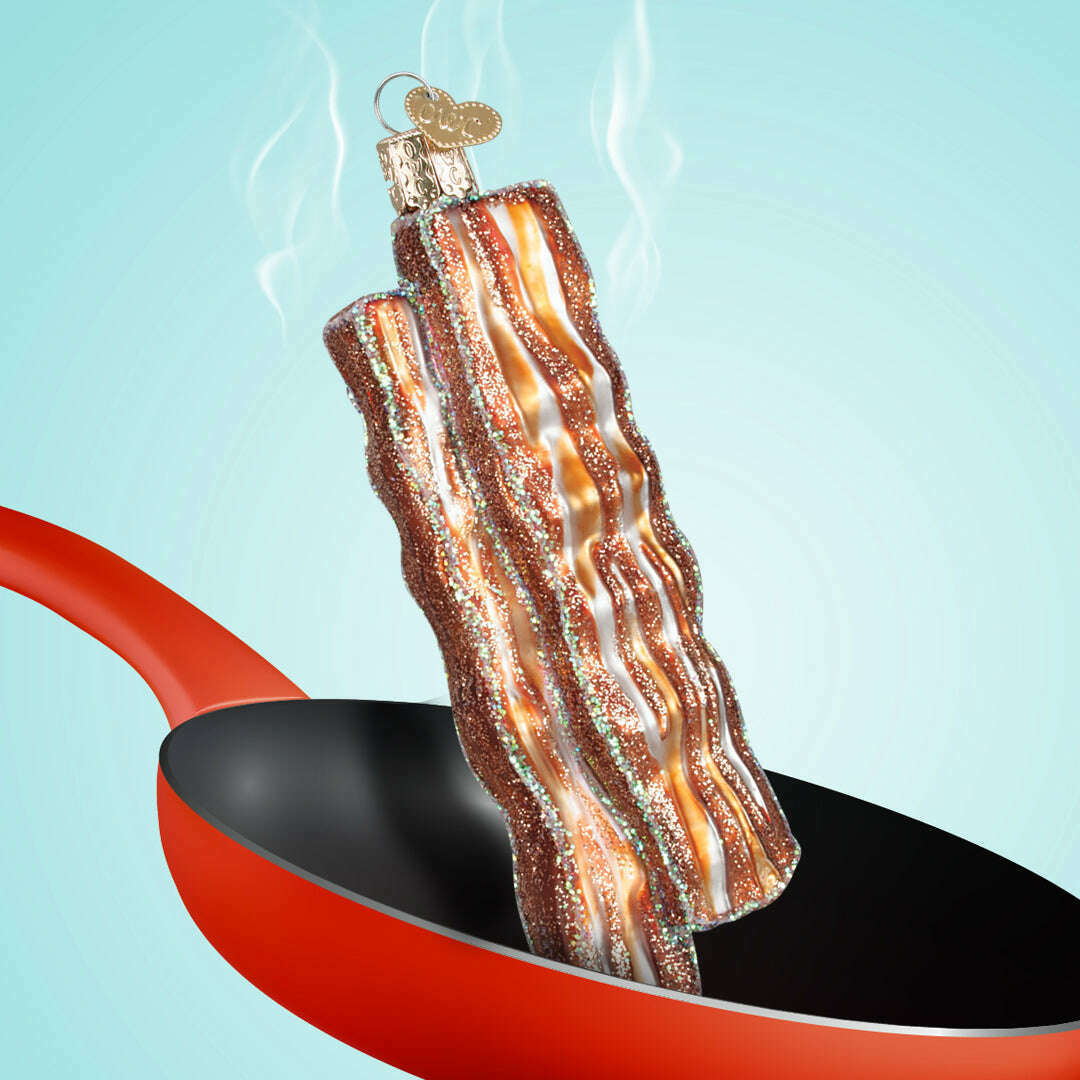 Old World Christmas Bacon Strips Blown Glass Ornament