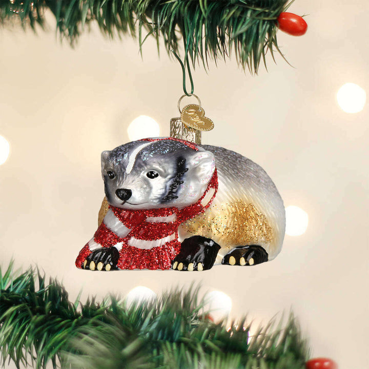 Old World Christmas Badger Blown Glass Ornament