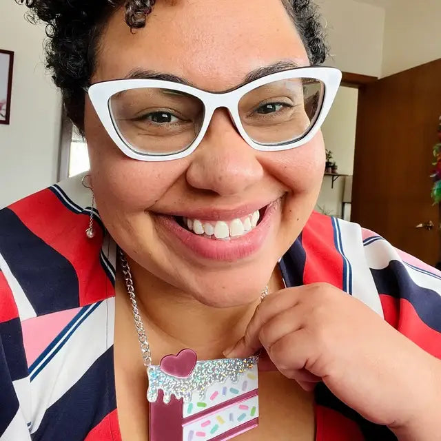 Funfetti Slice Of Cake Acrylic Statement Necklace