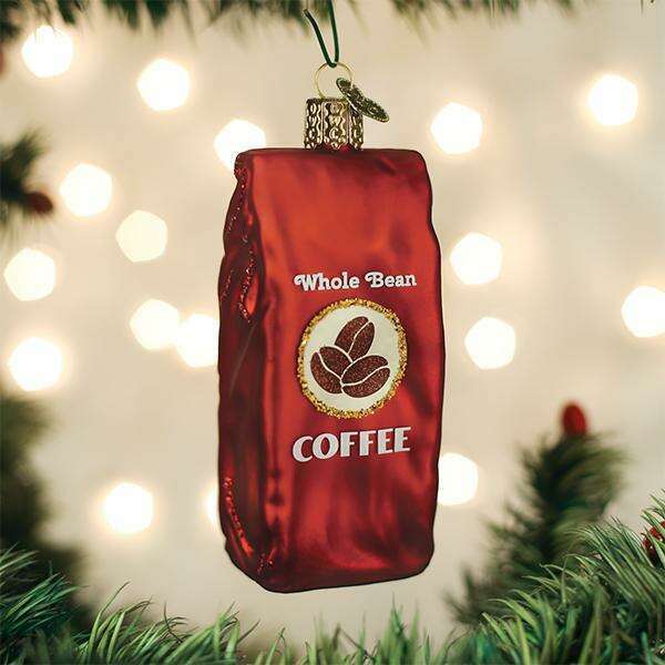 Old World Christmas Bag of Coffee Beans Blown Glass Ornament