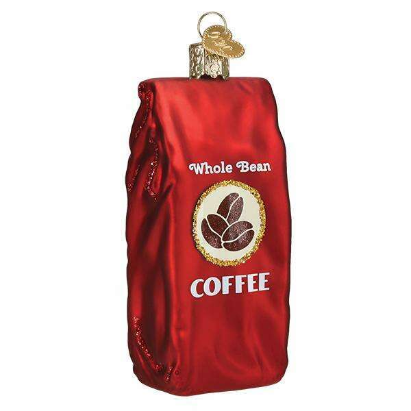 Old World Christmas Bag of Coffee Beans Blown Glass Ornament