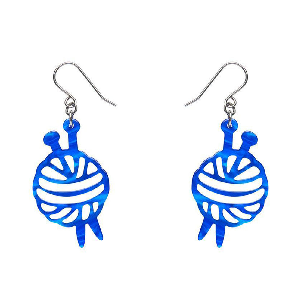 Ball Of Yarn Ripple Drop Earrings - Blue (3 Pack) by Erstwilder image