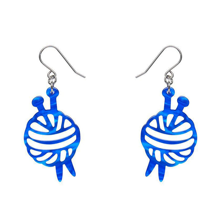 Ball Of Yarn Ripple Drop Earrings - Blue (3 Pack) by Erstwilder image